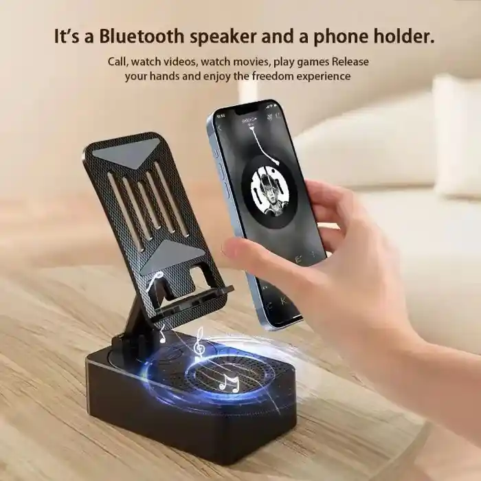 3 in 1 Portable Foldable Mobile Phone Holder with Bluetooth Speaker